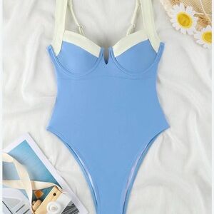 NWOT Blue and white One-Piece Swimsuit